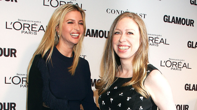 Chelsea Clinton and Ivanka Trump laughing