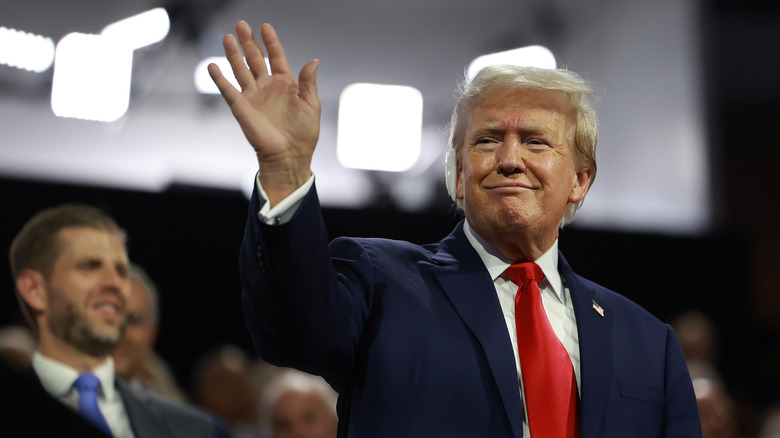 Donald Trump waving at RNC 2024