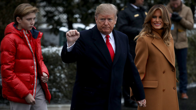 Donald Trump raised fist with Melania and Barron