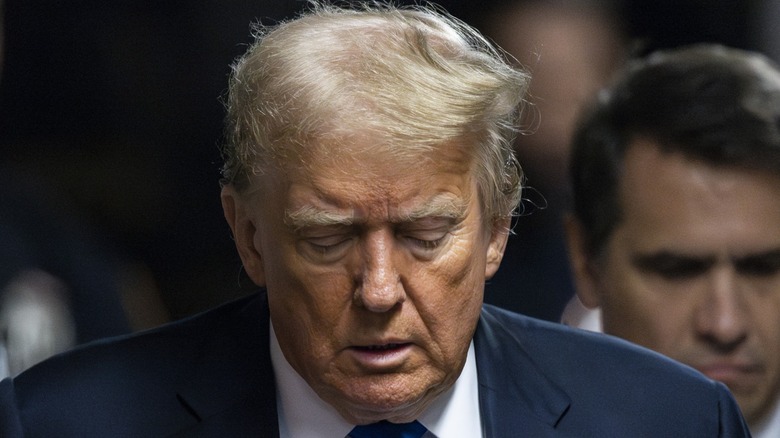 Donald Trump eyes closed