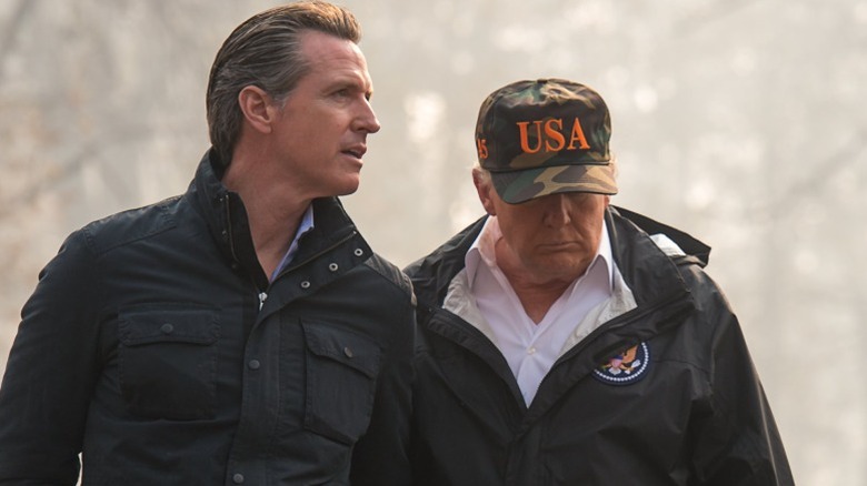 Gavin Newsom and Donald Trump visit parts of the Camp Fire in Paradise, CA (2018)