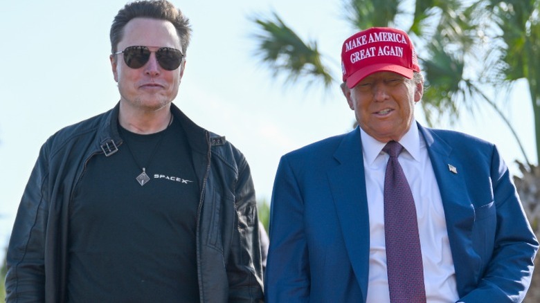 Elon Musk and Donald Trump view the launch of a SpaceX Starship rocket in Brownsville, TX (2024)