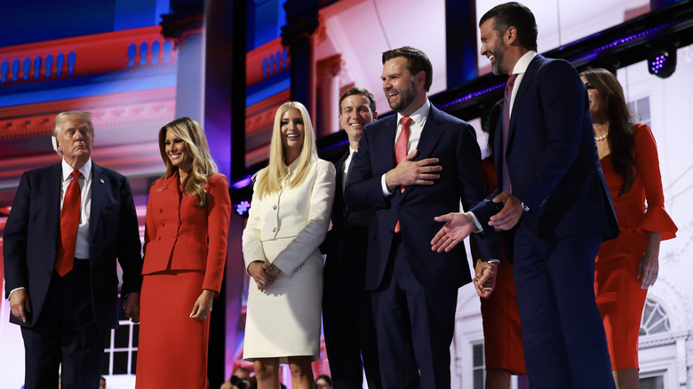 JD Vance and Trump family on stage 2024 RNC