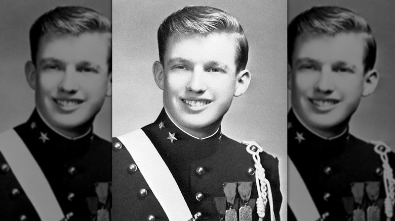 Donald Trump as a young man in military uniform