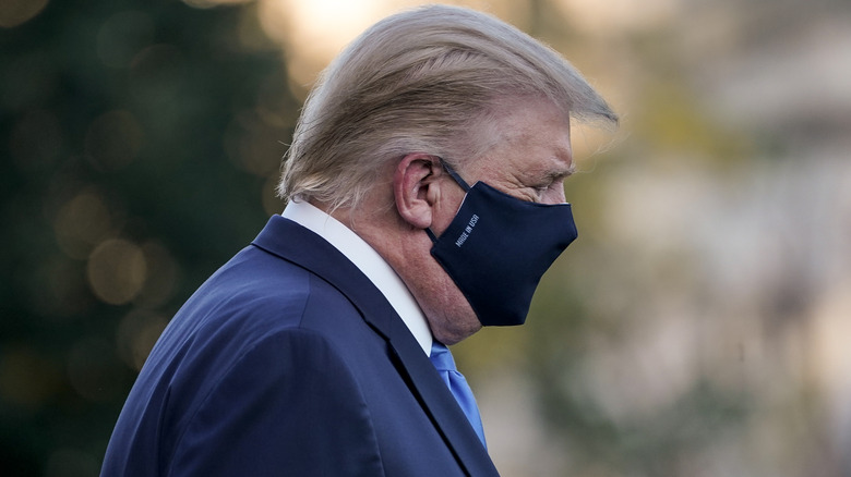 Donald Trump side profile wearing a mask 