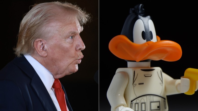 Donald Trump side by side with Daffy Duck