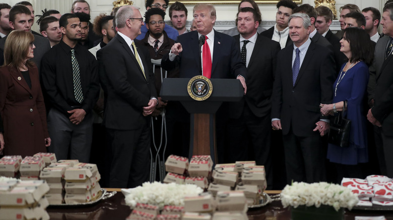 Donald Trump serving fast food in the White House