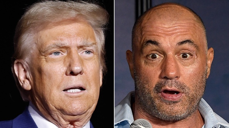 Split image of Donald Trump and Joe Rogan