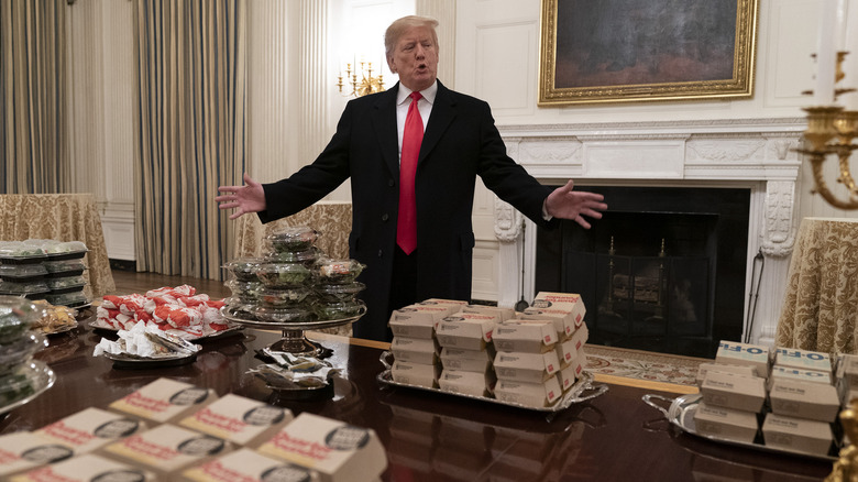 Donald Trump presents McDonald's food