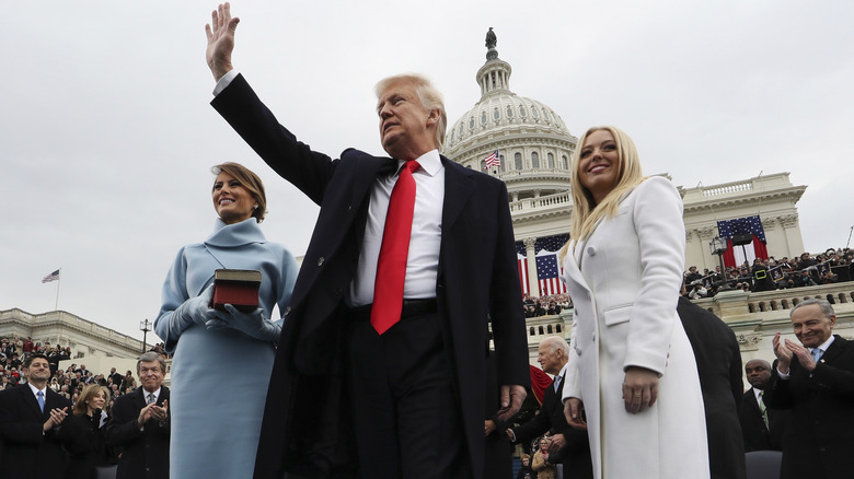 Melania, Donald, and Tiffany Trump at inaguration