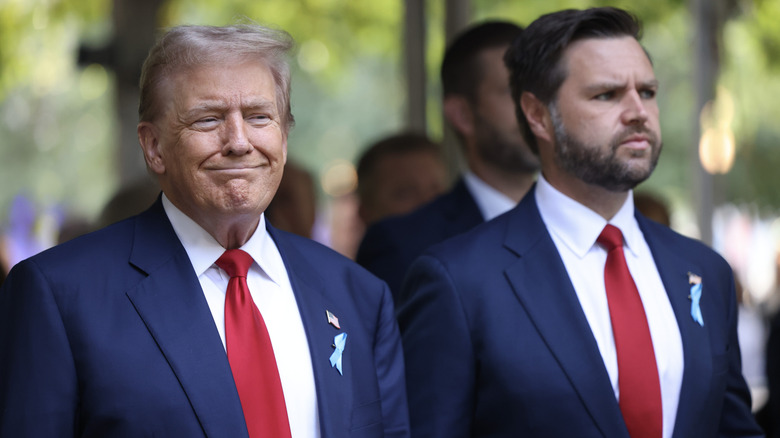 Donald Trump smiling with JD Vance