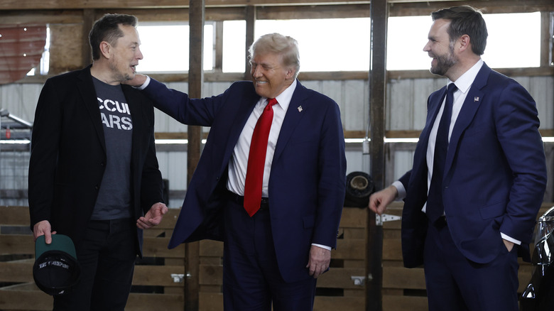 Elon Musk Donald Trump and JD Vance laughing