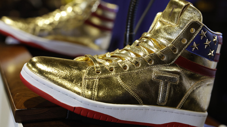 Donald Trump gold sneakers