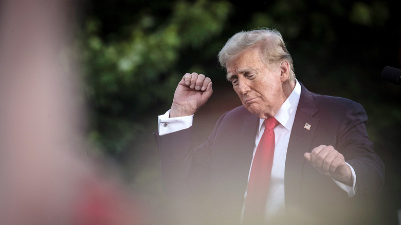 Donald Trump dancing at a rally in the Bronx