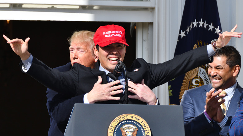 Donanld Trump hugging Kurt Suzuki