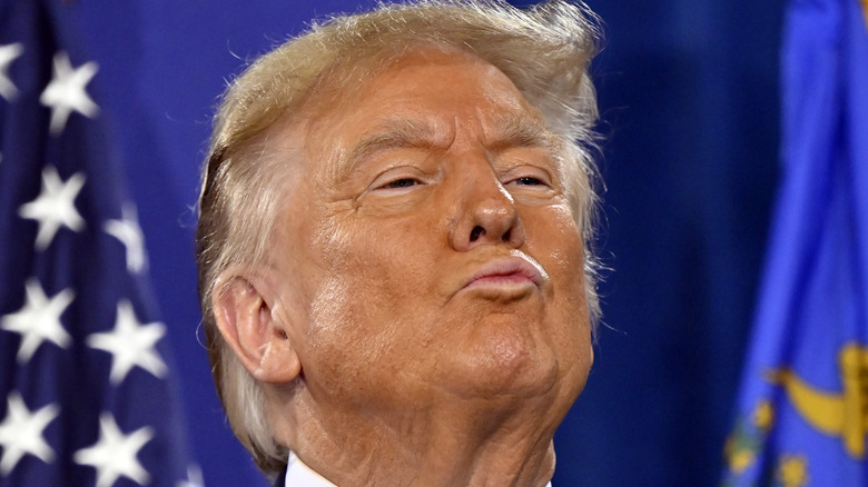 Donald Trump puckering his lips