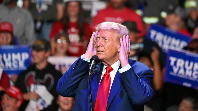 Donald Trump with hands on his head