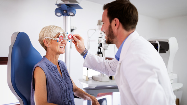 woman undergoing an eye exam