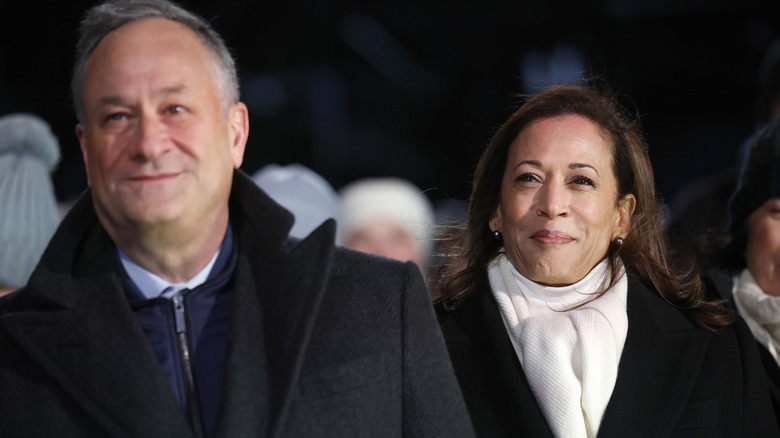 Doug Emhoff and Kamala Harris at the 2024 National Christmas Tree Lighting Ceremony