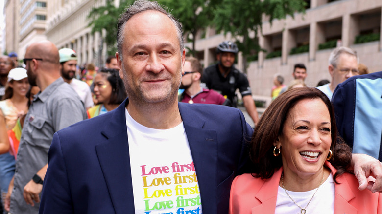 Doug Emhoff and Kamala Harris smiling 