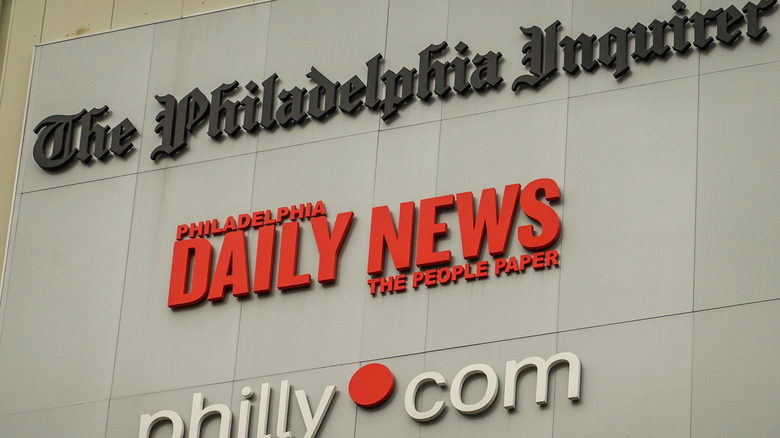 The Philadelphia Inquirer building and logos