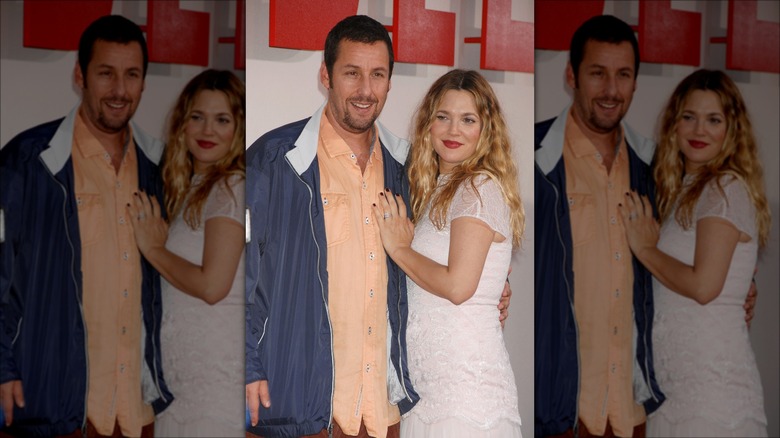 Drew Barrymore and Adam Sandler at a red carpet event in 2014