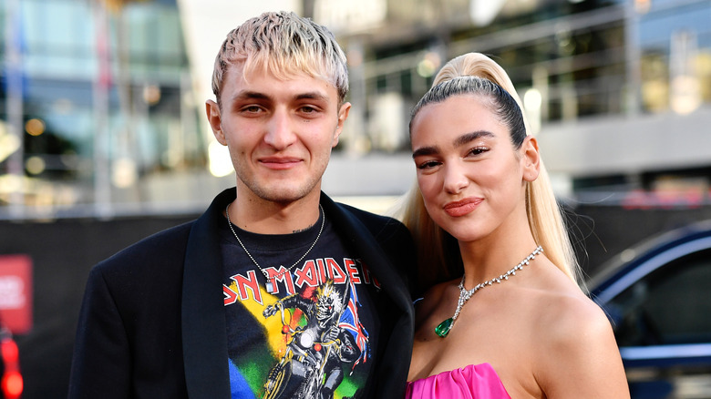 Anwar Hadid and Dua Lipa smile