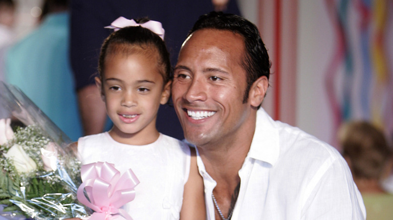 Dwayne Johnson and Simone Johnson smiling