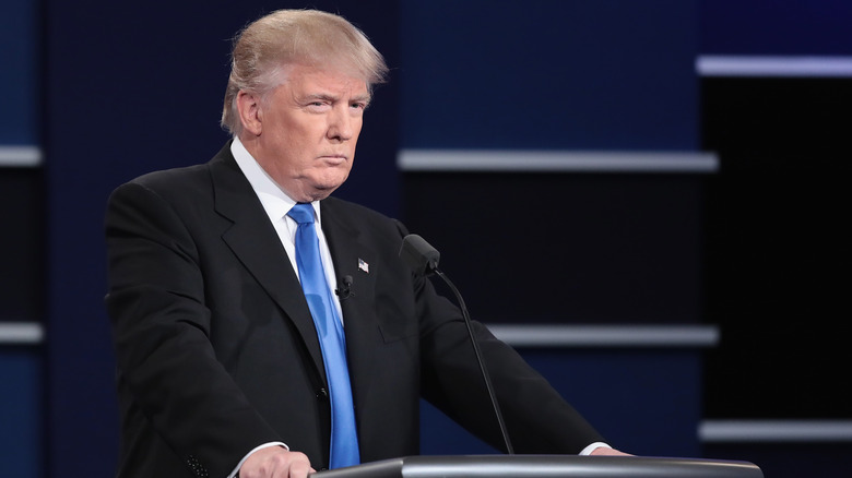 Donald Trump looks on during presidential debate 