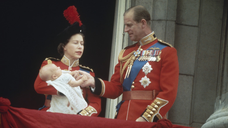 Queen Elizabeth II and Prince Philip with baby Edward