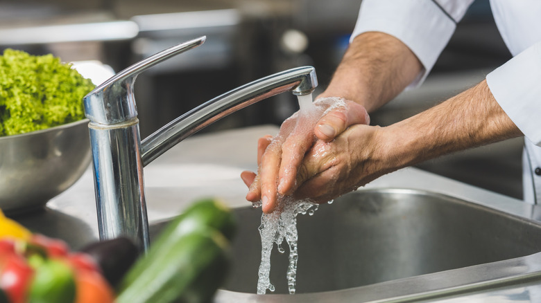 washing hands