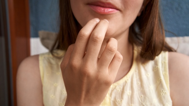 Woman practicing EFT