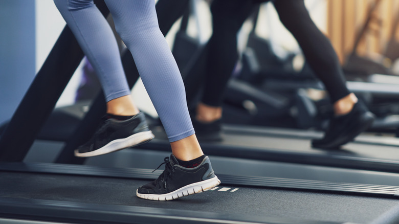 Close up running on treadmill