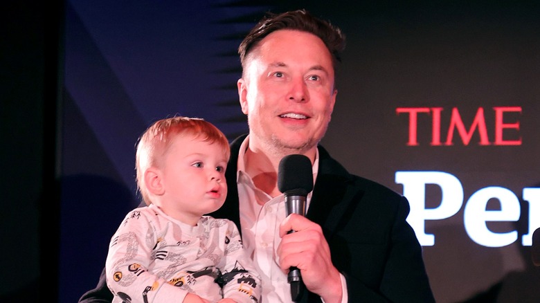 Elon Musk and son X at TIME Person of the Year 2021