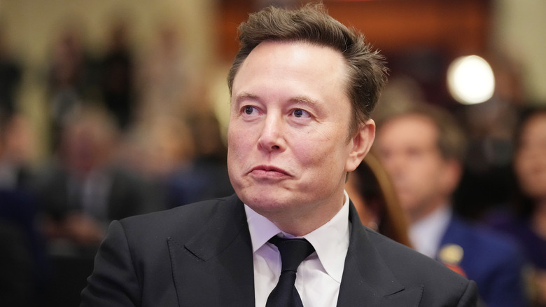 Elon Musk listening at a hearing