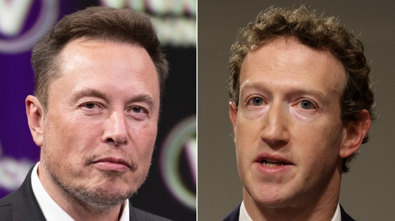 split image Elon Musk Mark Zuckerberg