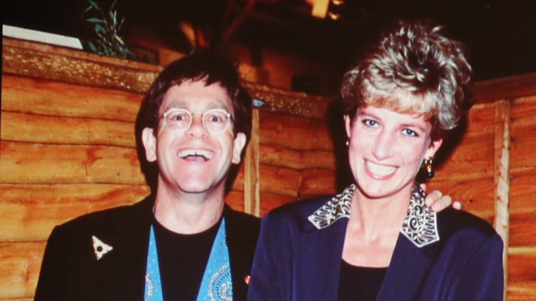 Elton John and Princess Diana smiling