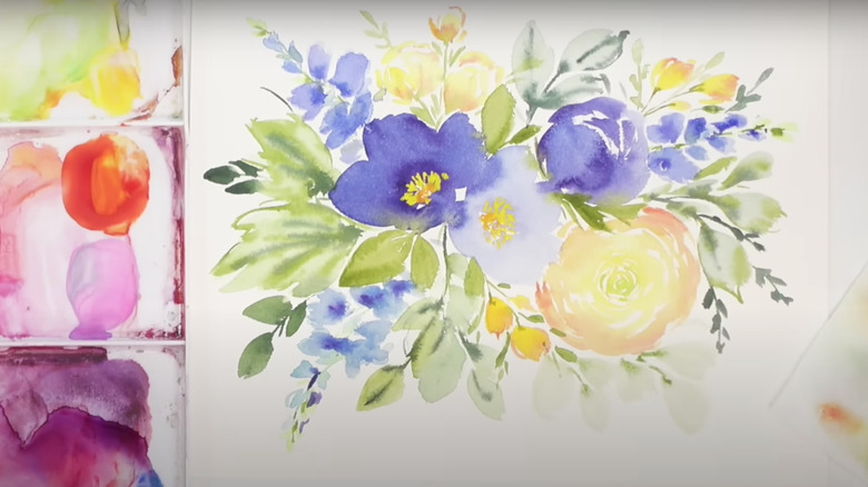 Emma Jane Lefebvre August watercolor bouquet