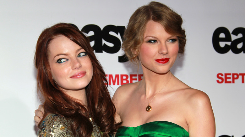 Taylor Swift and Emma Stone at the Easy A premiere