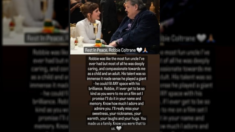 Emma Watson Instagram tribute to Robbie Coltrane 