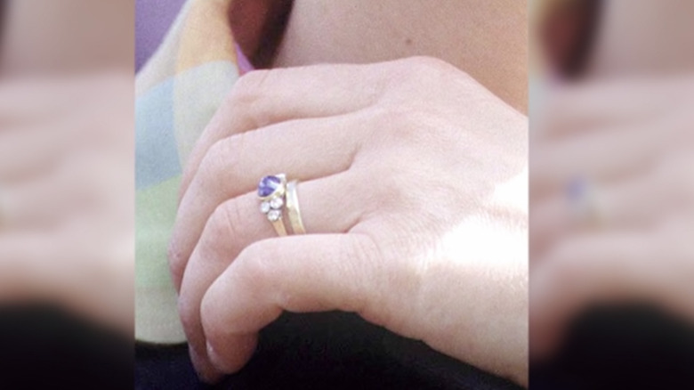 Close up picture of Princess Anne's engagement ring