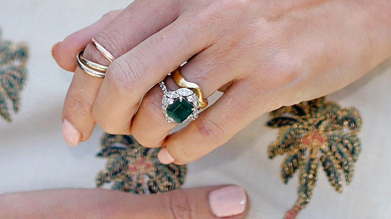 emerald and diamond engagement ring