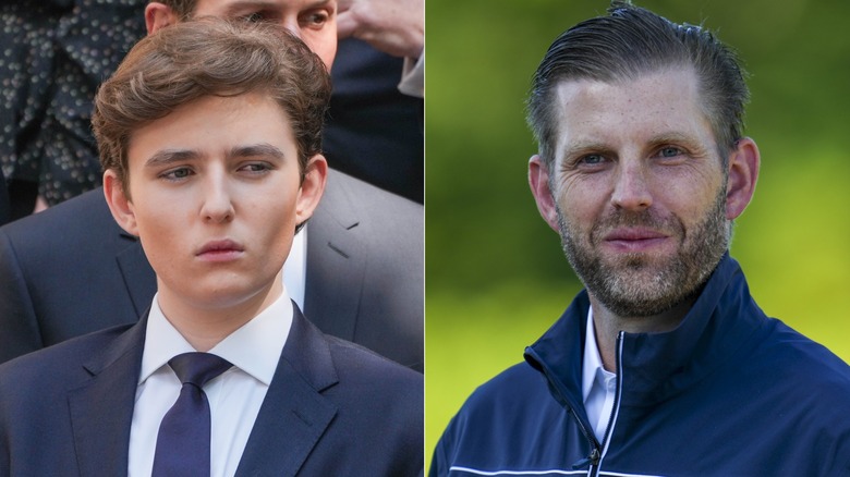 Split image of Barron Trump and Eric Trump