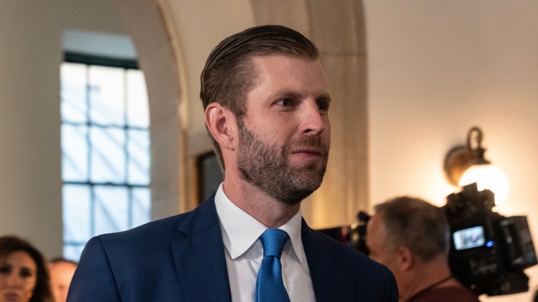 Eric Trump in a navy blue suit