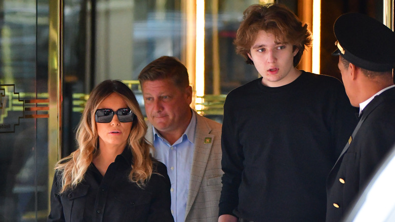 Melania Trump and son Barron Trump leave Trump Tower 