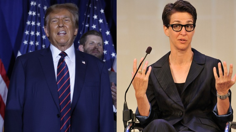 Donald Ttump (L) and Rachel Maddow (R)