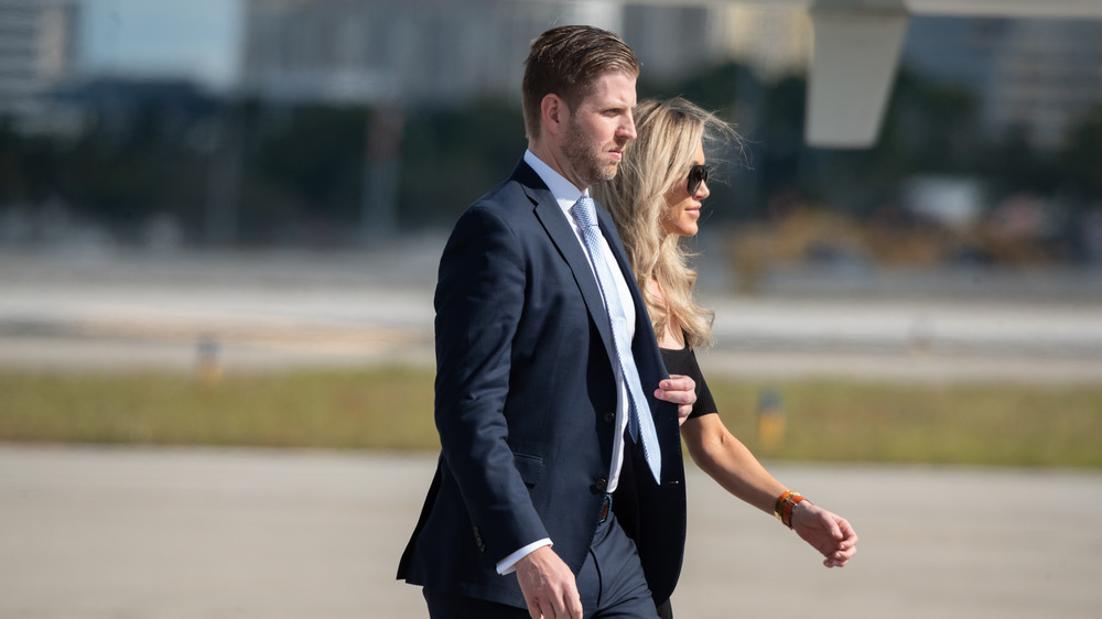 Eric and Lara Trump walking on the tarmac, January 