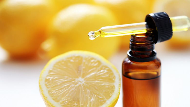 Bottle of lemon oil