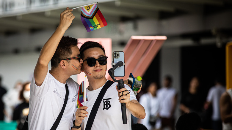 Couple takes a selfie