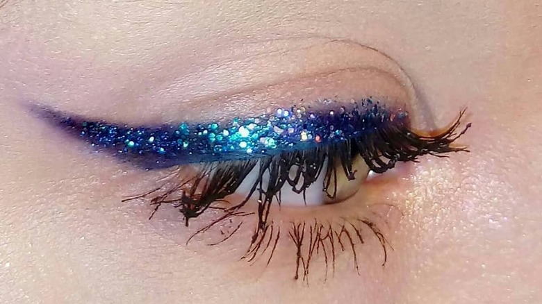 Glitter implemented into eyeliner only